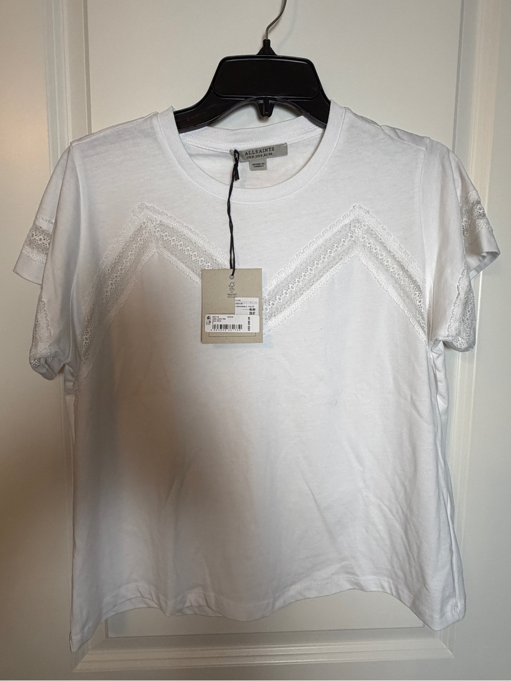 NWT All Saints Lace Inset Tee - Picture 2 of 9